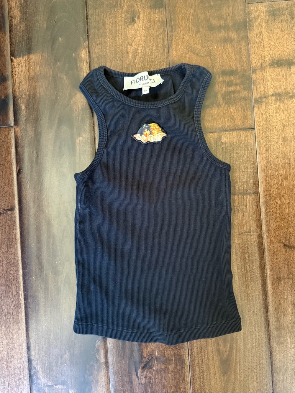 Fiorucci Navy Ribbed Kids Tank with Angel Patch